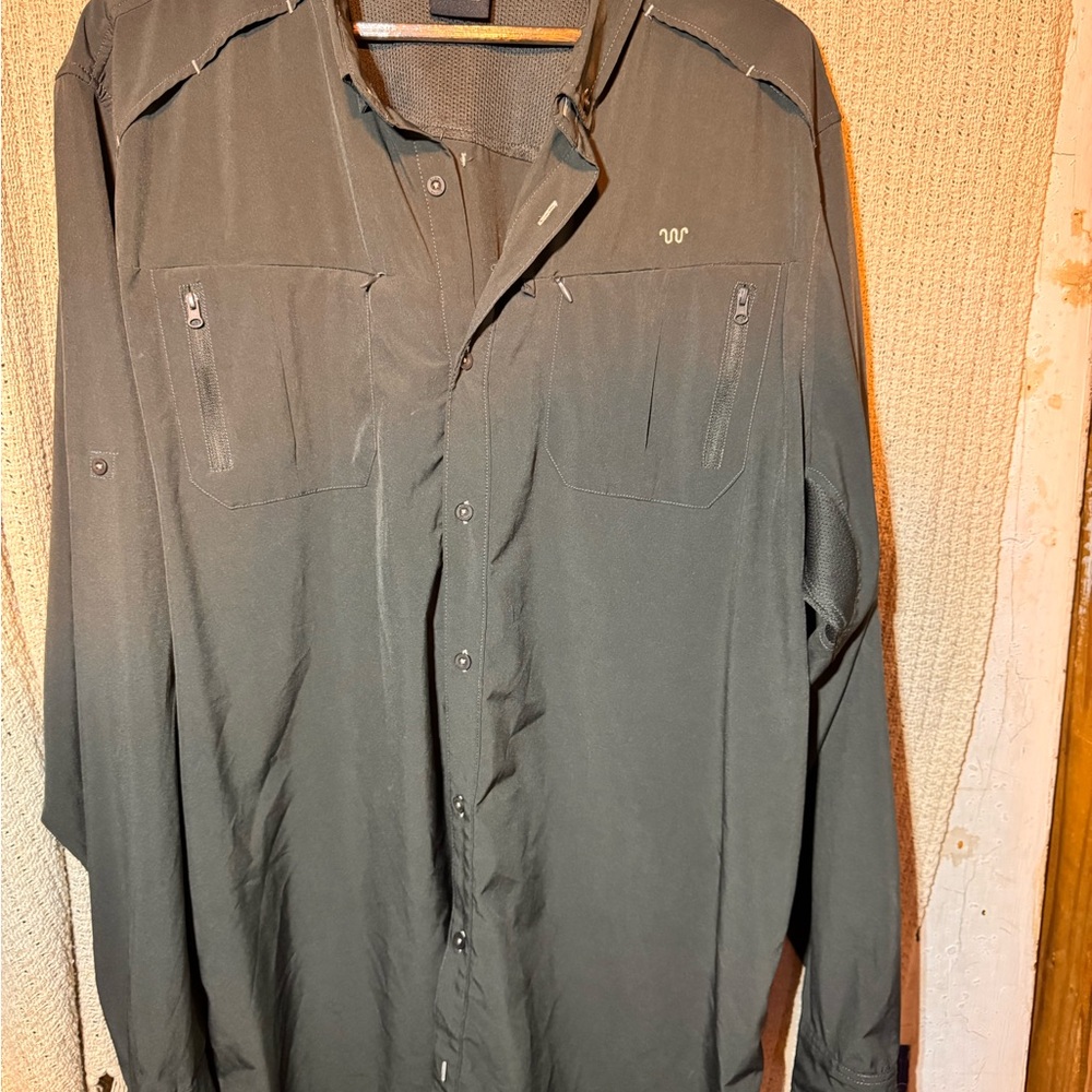 Black Lightweight Shirt Jacket with Collared Neckline King Ranch 2X